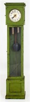 Rustic Modern Green Painted Wood Tall Case Clock