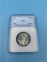 1942 Walking liberty silver half dollar MS67 by NN