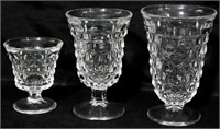 3 Fostoria American Glass Stems