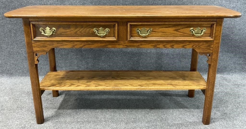 Oak 2 Drawer Console Table