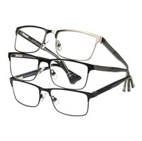 Foster Grant Metal Square Glasses  3pk  +2.00