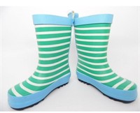 Rain Boots Blue Green White Sz 7/8 1PR