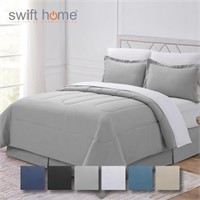 WF1110  Swift Home 8PC King Bedding Set Lt Gray