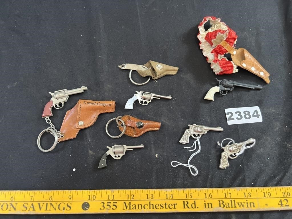 Vintage Mini Revolver/Gun Keychains, Small Guns