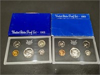 1968-1969 US Mint Proof Set coins in original
