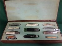 (10) Vintage Folding Pocket Knives w/ Display Case