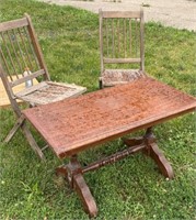 2 - Folding Chairs & Coffee Table
