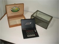 Glass Display Box & Cavalier Game & Cigar Box