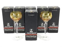 6 Fine Nachtmann Cut to Clear Yellow Wine Glasses