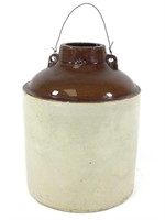 Antique Stoneware Jug w/ Brown Glaze Top