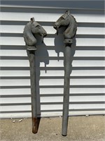 Pair of Cast Iron Horse Hitch Posts