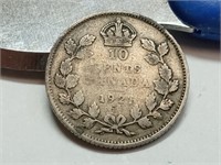 OF) 1921 Canada silver 10 cents