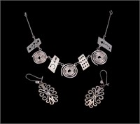 Sterling Silver Artisan Style Necklace & Earrings