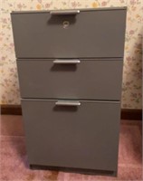 Metal 3-Drawer File Cabinet and Contents