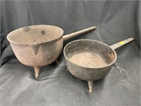 2 Three Footed Cast Metal Pots