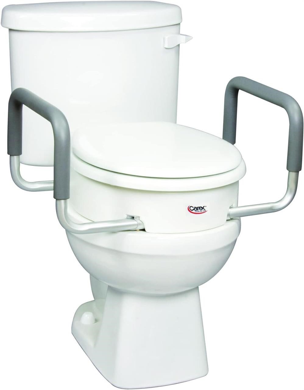 $50  Carex 3.5 Raised Toilet Seat w/ Arms - White