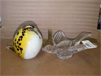 Handblown Penguin paperweight & other  art glass