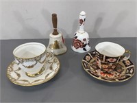 Two Cups and Saucers and Bone China Bells