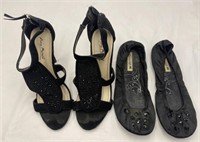 2 Pairs Of Black Ladies Shoes, size 7.5 & 9