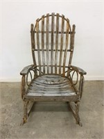 Rustic Twig Rocking Chair Finish Worn Off Still