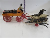 Cast iron Beer wagon team, 22" long