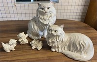 2 Persian Cat Ceramic Statues