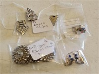 COSTUME JEWELRY DRESS CLIPS, EARLY RHINESTONE