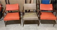 MCM Pivot Back Chairs (3) Mocha Striped Chair,