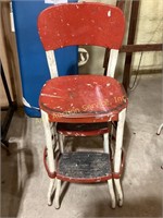 MCM Red Cosco Step Stool Chair Dimensions: