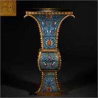 A CHINESE CLOISONNE ENAMEL BEAKER VASE GU