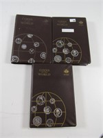 3 COINS OF THE WORLD MINI BOOKLETS W/COINS