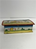 Early hand painted wooden box