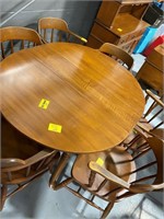 54" LONG WOODEN KITCHEN TABLE, 6 CHAIRS