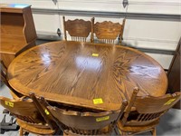 6FT LONG WOODEN KITCHEN TABLE, SET OF MATCHING