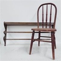 (P) Vintage Kid's Chair & Wooden Plate Rack