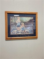 Framed Kids Fishing Picture Wall Décor