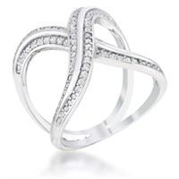 Elegant .40ct White Sapphire X Ring