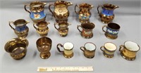 Copper Luster Staffordshire Pottery Lot