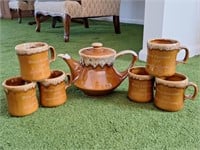 Guide Lamp Division Pottery Teapot & Mugs