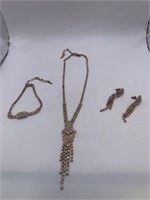 NECKLACE ,BRACELET, & PIERCED EARRING SET