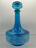 Vintage blue glass decanter