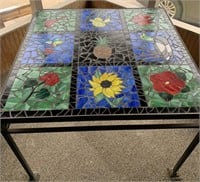 Wrought Iron table with mosaic top, 42 1/2" x 31"