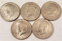 (5) Kennedy 1/2 Dollars