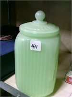 Vintage Jade-Ite Canister w/ Lid 9" Tall