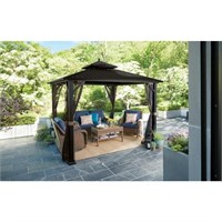 10 ft. X 10 ft. Black Steel Hard Top Gazebo