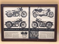 Framed 11x18” Harley-Davidson 74 Twin Print