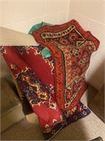 Large Basket and 3 Area Rugs