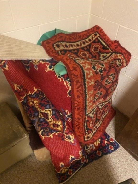 Large Basket and 3 Area Rugs