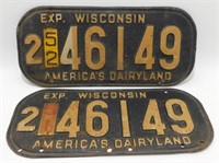 1951/52 Wisconsin License Plate Set