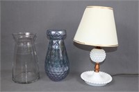 Table Lamp, 2 Vases
